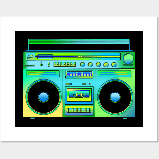 Green and Gold Eighties Boombox Wall Art by Art by Deborah Camp